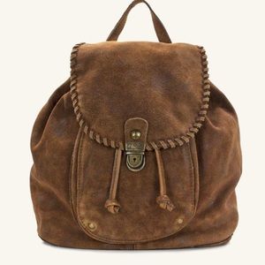 Patricia Nash Boho Western Hippie Burnished Leather Suede Cognac Casape Backpack
